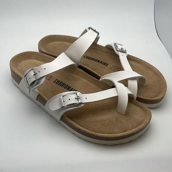 CUSHIONAIRE Women's Cork Footbed Sandal SIZE 8 WHITE - Picture 1 of 8